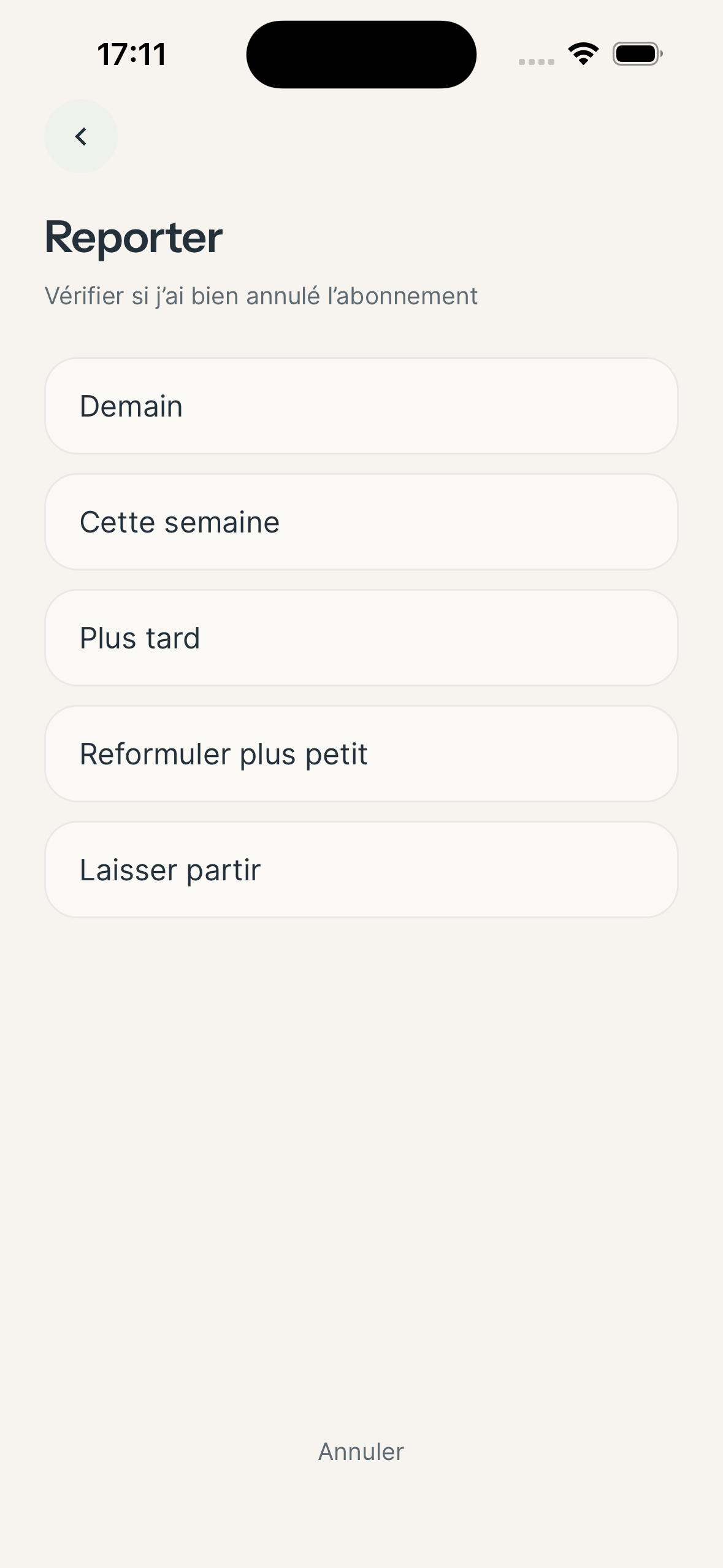 Options for rescheduling an essential in Molleva. The interface is in French.